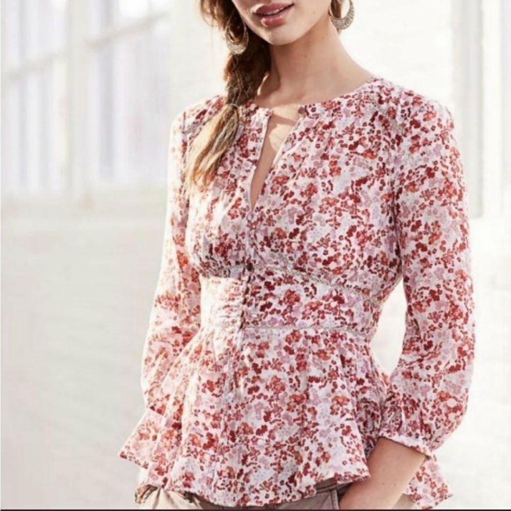 ANTHROPOLOGIE Moulinette Soeurs Amelie Blouse, Floral, Romantic, Size 2, NWOT!